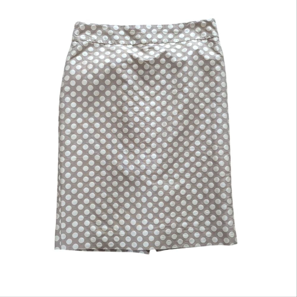 J. Crew Champagne Silk Polka dot Pencil Skirt Sz.8